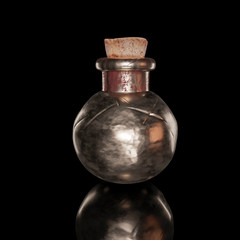 old bronze bottle on black background