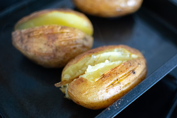 baked potato in potato close up