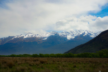 Naklejka premium 2019 Montains and Lake Glenorchy New Zealand snow
