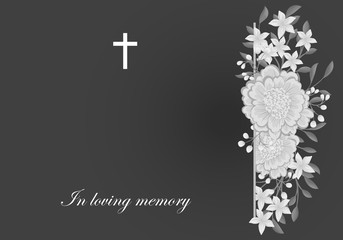 Funeral illustration postcard. Sad invitation.