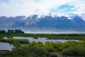 2019 Montains and Lake Glenorchy New Zealand	snow