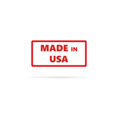 Made In USA watermark red stamp with shadow. Vector illustration