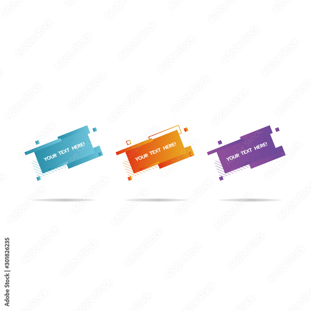 Poster abstract set graphic elements. dynamical colored forms and line and geometric elements with text.
