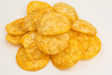 healthy snack of paprika crisps with soy protein and less fat