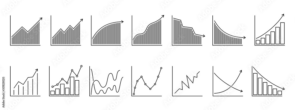 Poster set of charts or graphs. linear bar graphs.