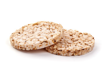 Rice cakes, corn biscuits, isolated on white background