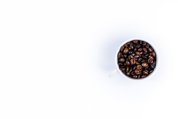 Cup with coffee bean on white