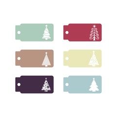 New Year tags, labels, letterhead. Set. Vector image isolated on white background