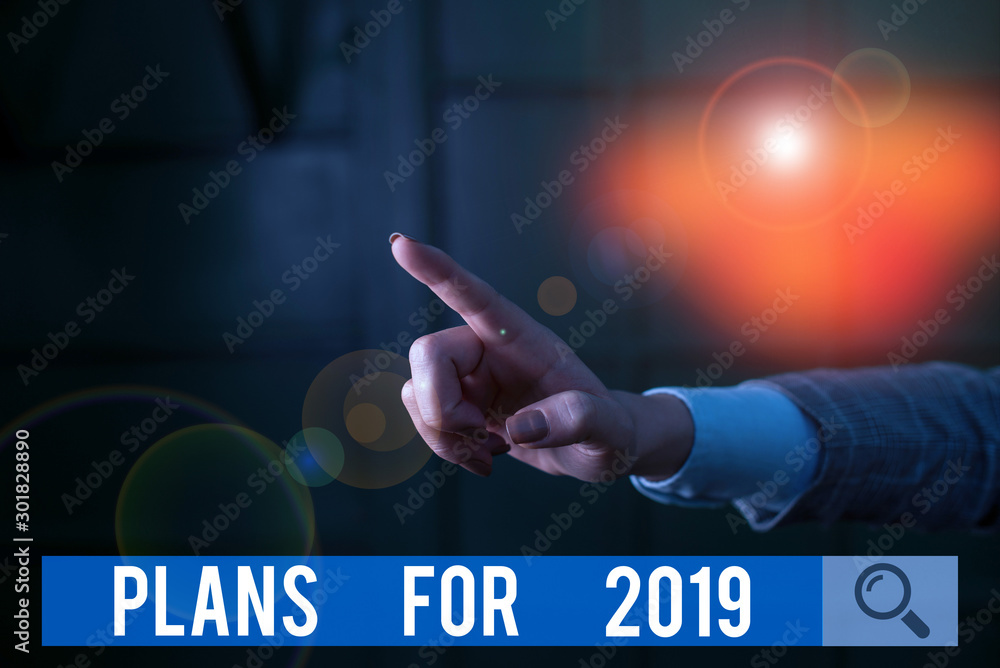 Aufkleber conceptual hand writing showing plans for 2019. concept meaning an intention or decision about what 