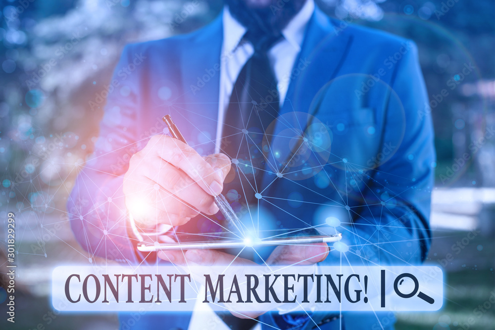 Poster writing note showing content marketing. business concept for involves creation and sharing of online