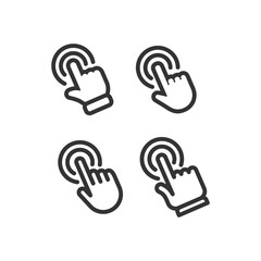 Hand click linear icon set. Clicking pointer finger collection.