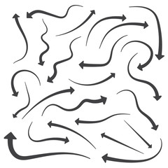 Set of hand drawn arrows - vector.