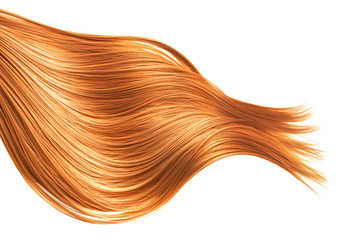 Red wavy hair on white background, isolated