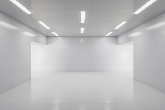 Modern white gallery interior