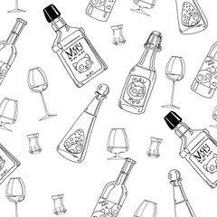 hand drawing holiday drinks seamless pattern
