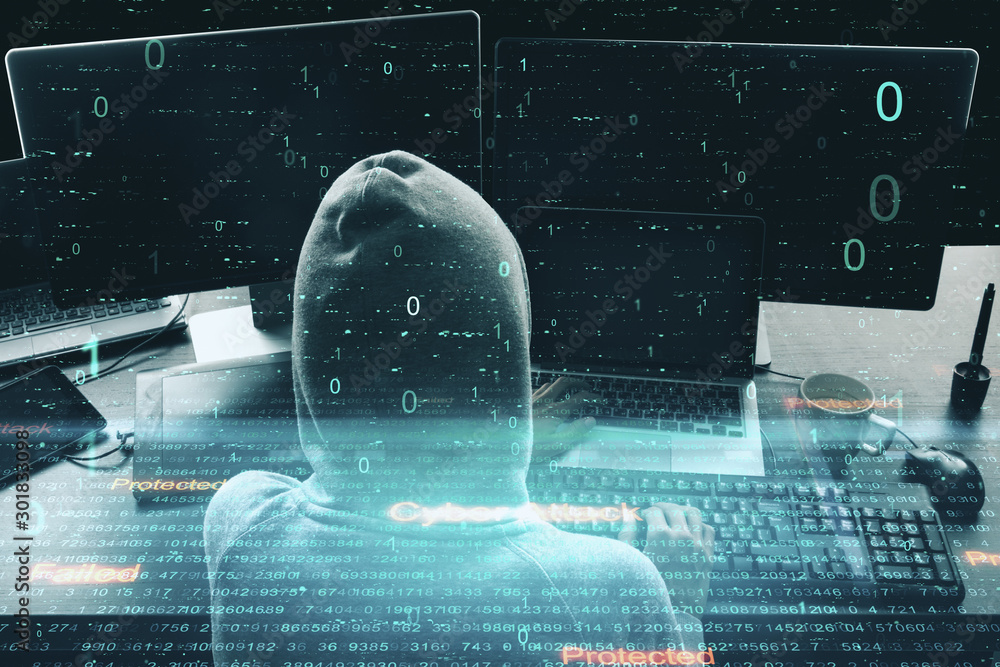 Poster Hacker using laptop w