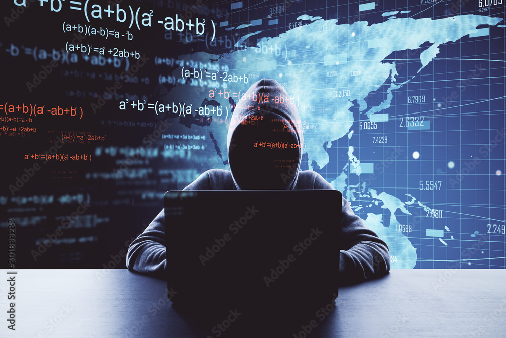 Poster big data and  mathematical formulas hologram