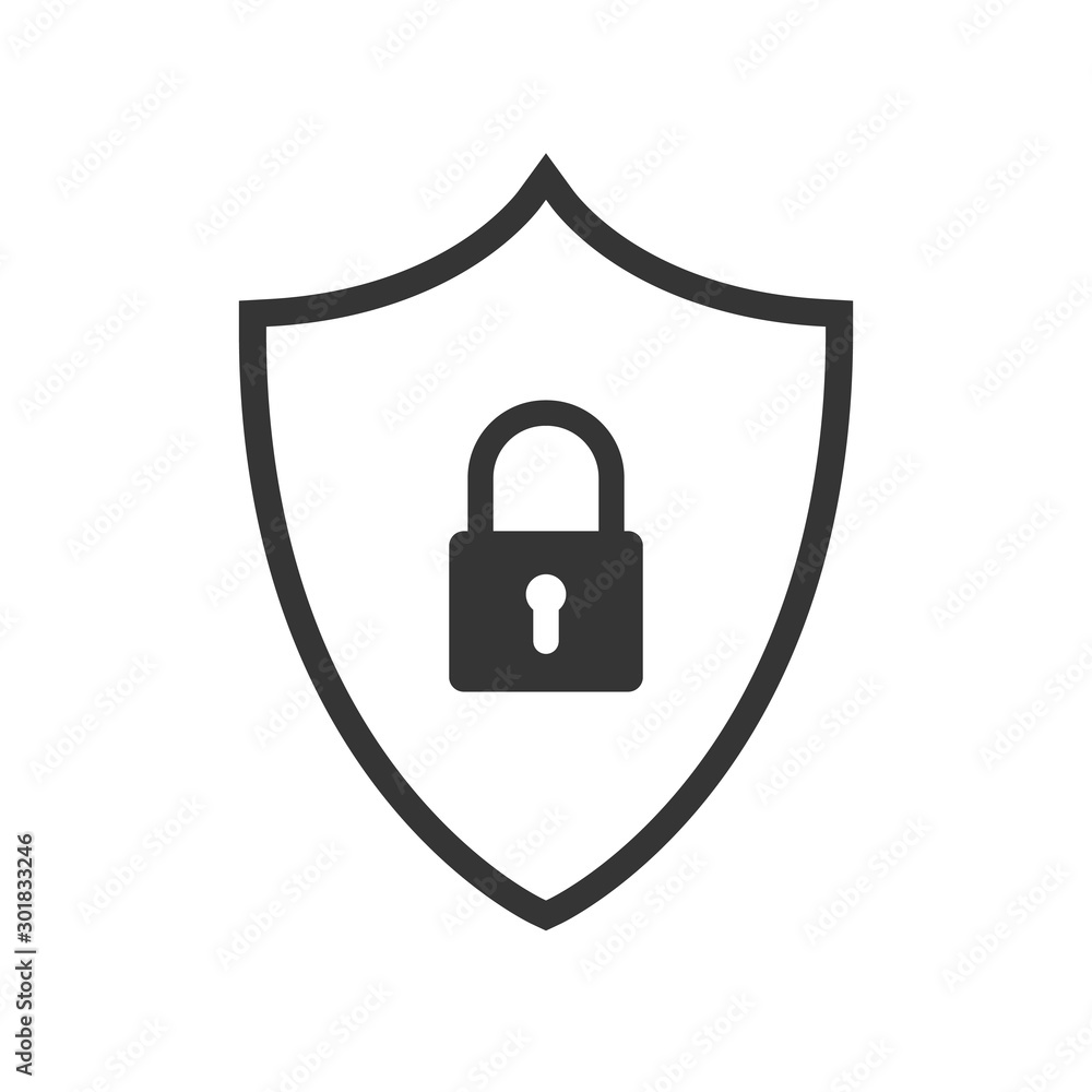 Poster shield security with lock icon - vector.