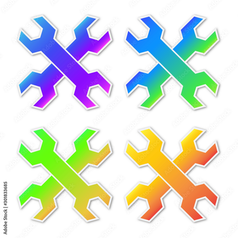 Poster set of vector service icons isolated.