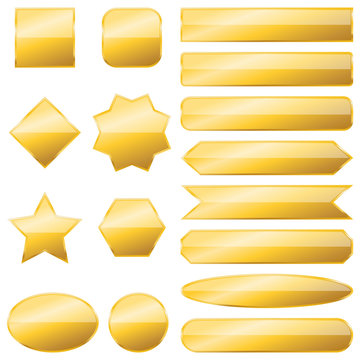 Set of gold banners isolated - vector.