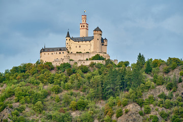 Fototapeta na wymiar Marksburg castle on Rhine river in Rhineland-Palatinate, Germany. Built in 1117