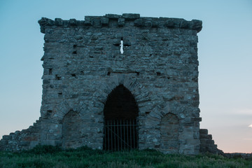 Fototapeta premium Castle Keep Ruins At Sunset