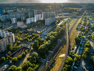 Naklejka premium Moskwa, widok z góry na dzielnicę Butyrsky i Moskwa-St. Kolej petersburska