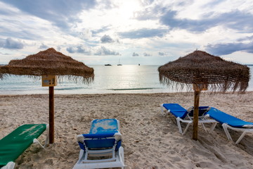 Sunset on Es Trenc beach (playa), south Mallorca, Spain
