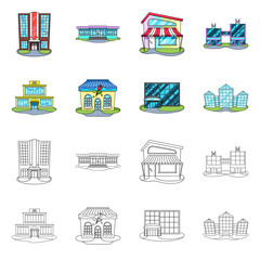Vector illustration of supermarket and building logo. Collection of supermarket and local stock symbol for web.