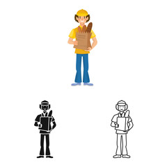 Vector illustration of baker and man logo. Collection of baker and packaging stock symbol for web.