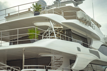 Luxury yacht, white color, detail, northern Mediterranean