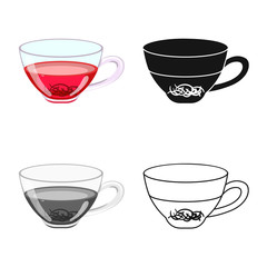 Vector illustration of glass and hibiscus icon. Web element of glass and tea stock symbol for web.