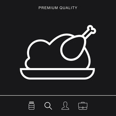 Roast chicken outline icon for web and mobile