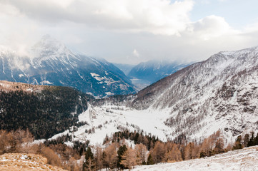 Poschiavo, Bernina, Val Poschiavo, Alp Grüm, Lago di Poschiavo, Puschlav, Val Bernina, Wanderweg, Bernina-Express, Alpen, Graubünden, Winter, Schweiz