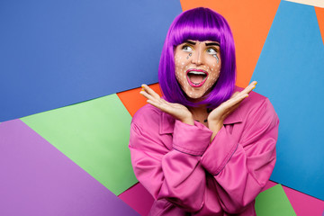 Model in creative image with pop art makeup