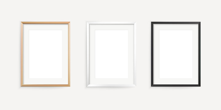 Wall posters realistic frames set. Vector illustration.