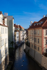 Fototapeta na wymiar Certovka River In Old Town In Prague In The Czech Republic
