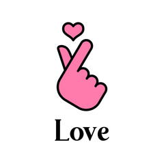 Obraz premium Korea finger heart vector illustration. Korean love sign icon.