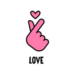 Korea finger heart vector illustration. Korean love sign icon.