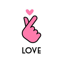 Korea finger heart vector illustration. Korean love sign icon.