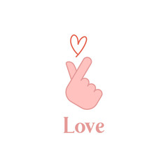 Korea finger heart vector illustration. Korean love sign icon.