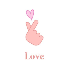 Korea finger heart vector illustration. Korean love sign icon.
