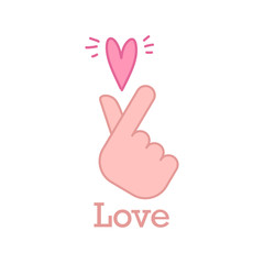 Korea finger heart vector illustration. Korean love sign icon.