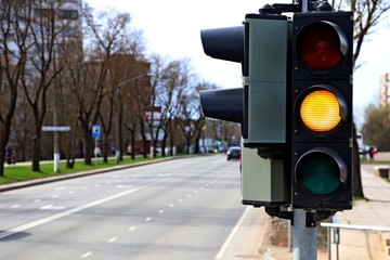 Traffic light sign on the street