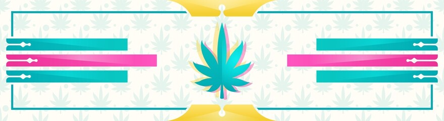 Fototapeta na wymiar Abstract banner with marijuana leaf