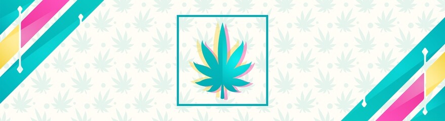 Abstract banner with marijuana leaf
