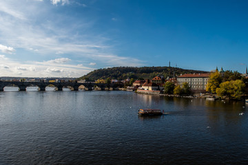 Obraz premium Charles Bridge Over Moldova River And Hradcany Castle In Prague In The Czech Republic