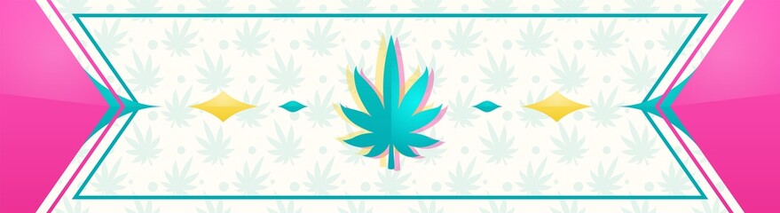 Fototapeta premium Abstract banner with marijuana leaf