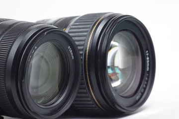 Camera lens on a white isolated background