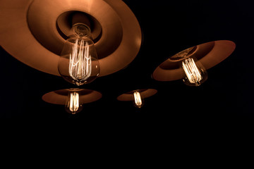 Vintage tungsten filament light bulbs